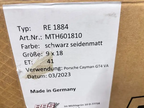 PORSCHE GT4 MR BBS CLUBSPORT 4 WHEELS SILVER GOLD FRONT 9X18 AND REAR 10.35X18 - Image 13