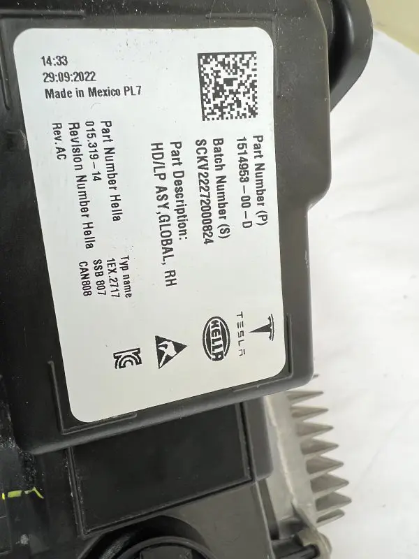 2021 2022 2023 TESLA 3Y LED PROJECTOR MATRIX  RIGHT OEM HEADLIGHT 1514953-00-D - Image 15