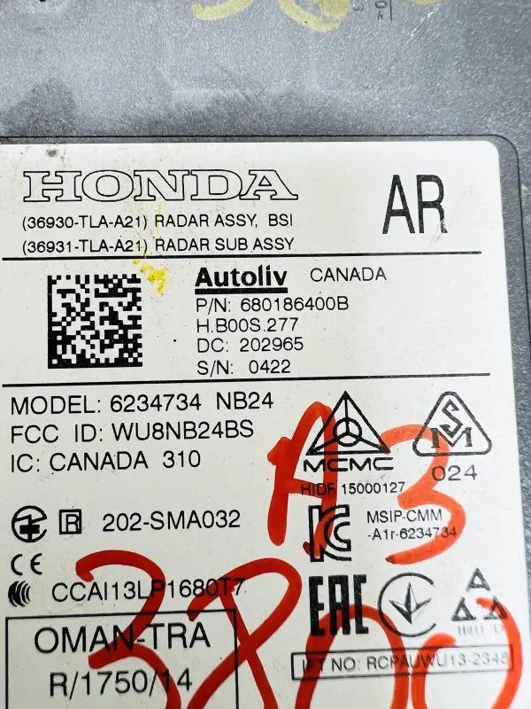 2017-2020 2021 2022 HONDA CR-V RIGHT  BLIND SPOT RADAR SENSOR 36930-TLA-A21 OEM - Image 2