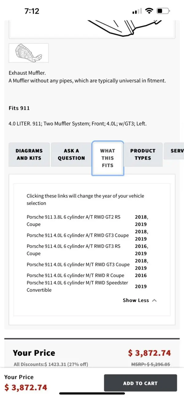 Porsche 911 GT2 GT3 RS MUFFLER Left 99111104782 OEM Genuine 2016 2017 2018 2019 - Image 2