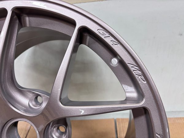 PORSCHE GT4 MR BBS CLUBSPORT 4 WHEELS SILVER GOLD FRONT 9X18 AND REAR 10.35X18 - Image 9
