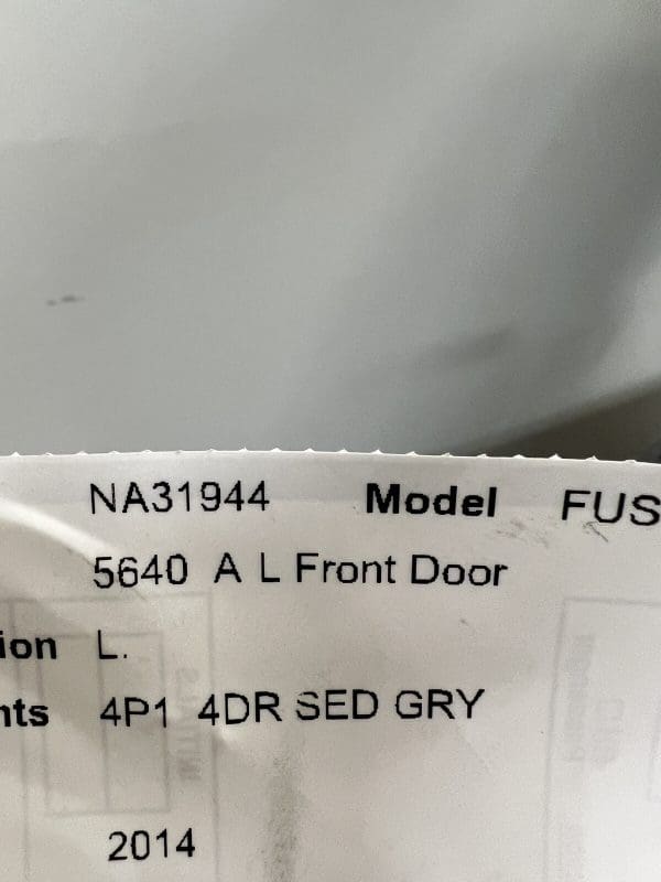 2013 2014 2015 2016 2017 2018 2019 2020 Ford Fusion Front Left OEM Door Grey - Image 12