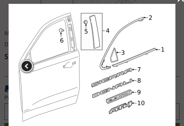 84842463 2019-2022 2023 chevy silverado 1500 front right door belt molding oem