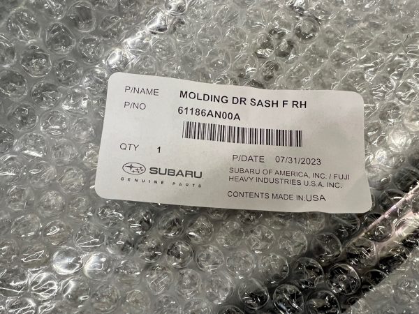 2020 2021 2022 2023 SUBARU LEGACY OUTBACK FRONT RIGHT WINDOW MOLDING 61186AN00A - Image 6