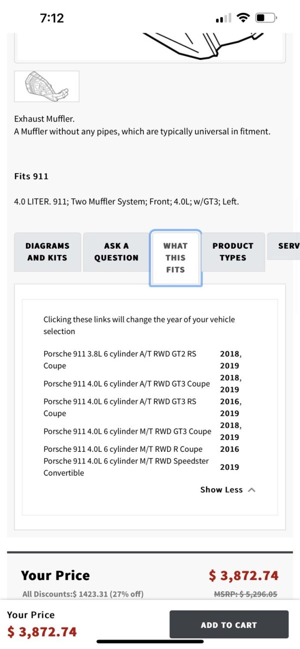 Porsche 911 GT2 GT3 RS MUFFLER Left 99111104782 OEM Genuine 2016 2017 2018 2019 - Image 2