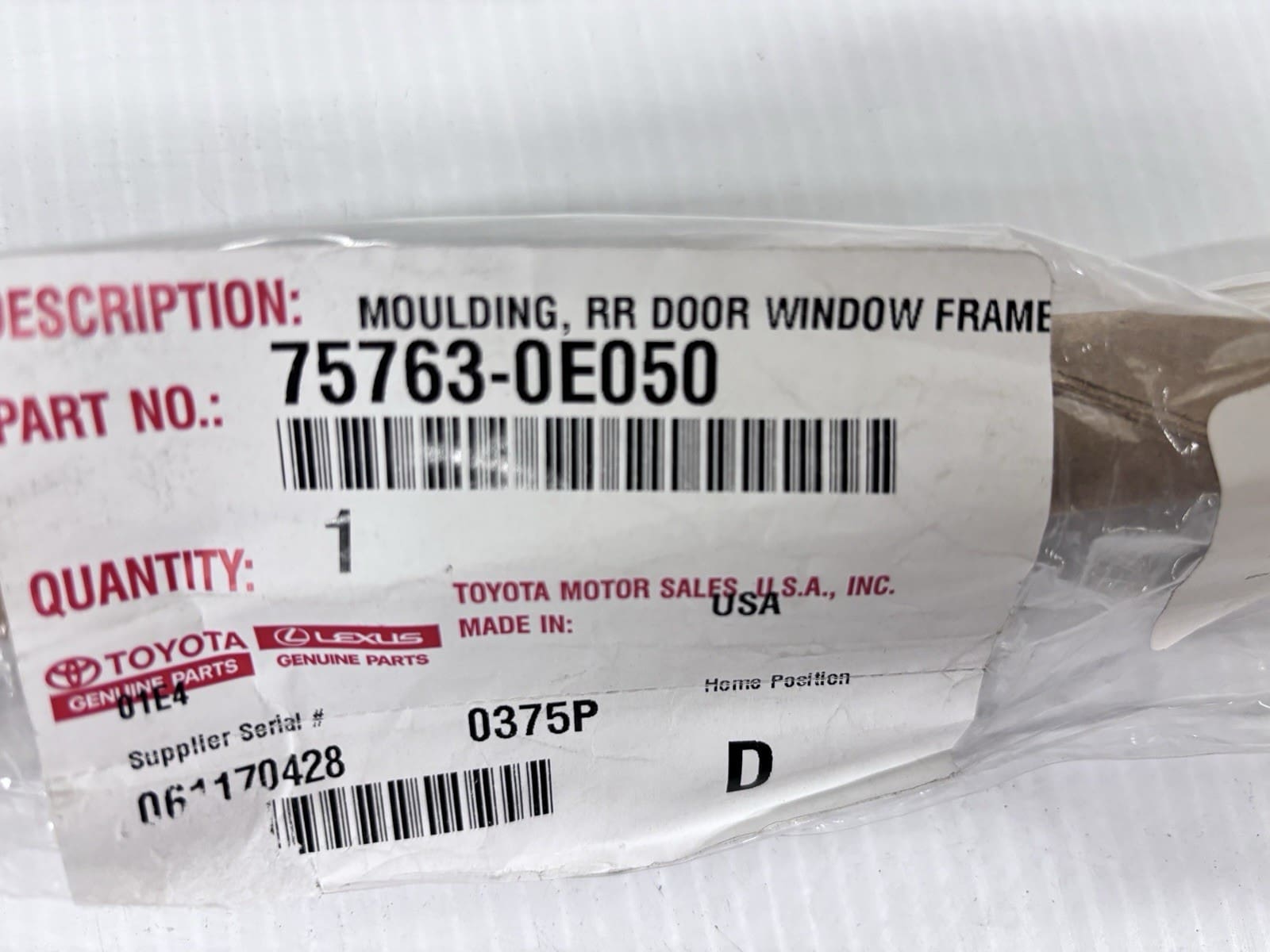 2020-23 Toyota Highlander Rear Right Door OEM Window Frame Molding 75763-0e050 - Image 6
