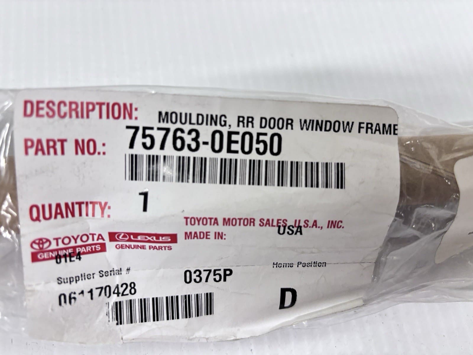 2020-23 Toyota Highlander Rear Right Door OEM Window Frame Molding 75763-0e050 - Image 7